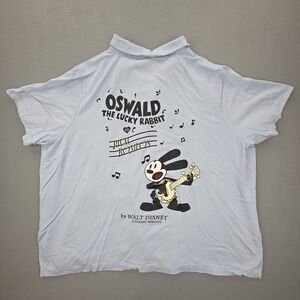 Disney Oswald The Lucky Rabbit Blue Short Sleeve Button Up Women's 3X Shirt